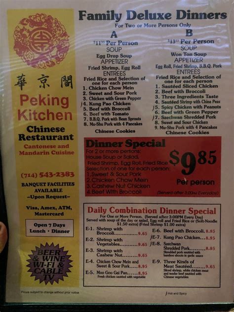 We are ordering today I recommend to anyone that want great service, really good food and decent pricing. . Peking kitchen santa ana menu